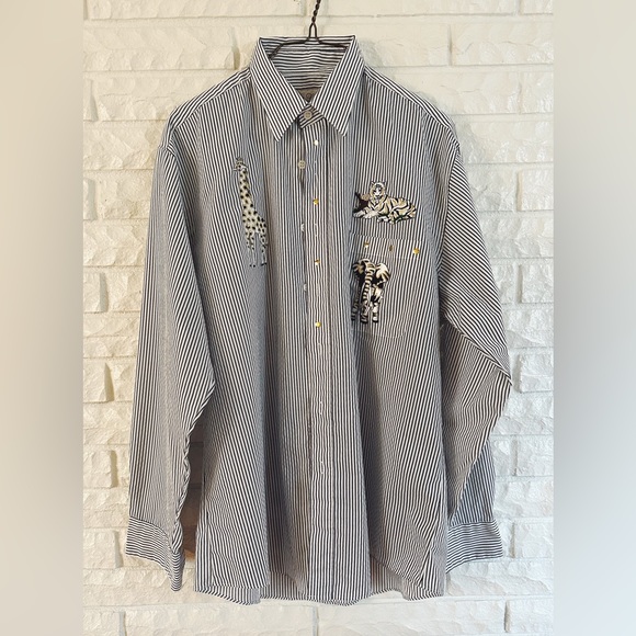 Get Lucky Striped Button Down with Gold Animal Accents - Picture 1 of 6